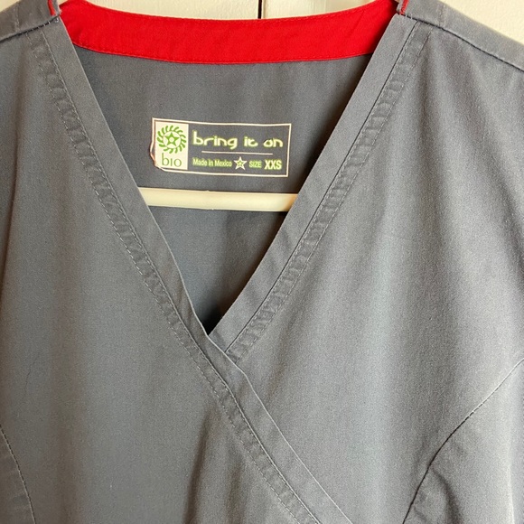 Bring It On Women’s mock wrap solid scrub top - Picture 5 of 7